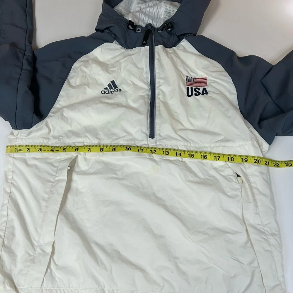 Adidas Men’s Windbreaker Lightweight Jacket Size Medium USA Gray White #2947 - Picture 8 of 11